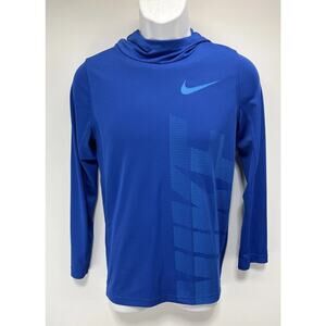 Nike Elite Long Sleeve Hooded Blue Dri Fit Hoodie Shirt Youth/Teen XL Boys